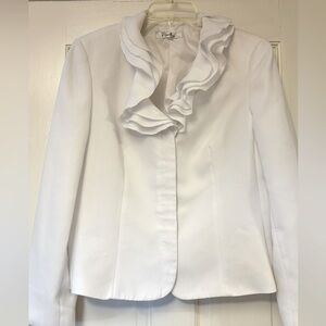 Elegant White Blazer with Ruffles